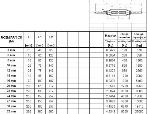 ŚRUBA RZYMSKA SZPILKA-SZPILKA 10MM