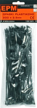 OPASKI PLASTIKOWE PA6.6 100SZT. CZARNE 200*2.5 OPASKI PLASTIKOWE PA6.6 100SZT. CZARNE 200*2.5