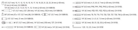 ZESTAW NARZĘDZIOWY 1/2'' 1/4' 72 CZĘŚCI M