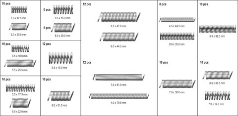 ZESTAW SPRĘŻYNEK 200 SZTUK MIX