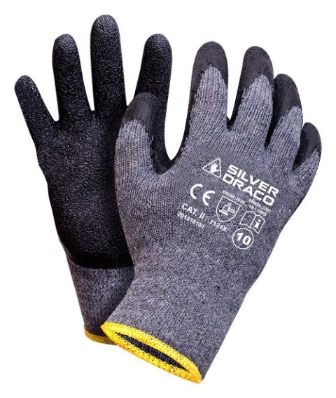 RĘKAWICE DZIANINOWE POWLEKANE GUMĄ SILVER DRACO CZARNE 9