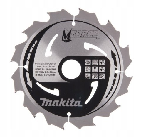 PIŁA TARCZOWA DO DREWNA M-FORCE 190*30MM 12Z