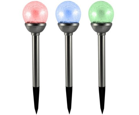 LAMPA SOLARNA LED KULA RGB 8CM SZKLANA SATYNA