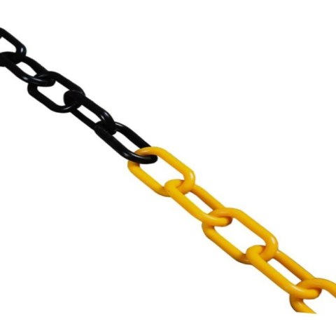 ŁAŃCUCH PLASTIKOWY ŻÓŁTO-CZARNY 8*41MM 25MB SZPULA