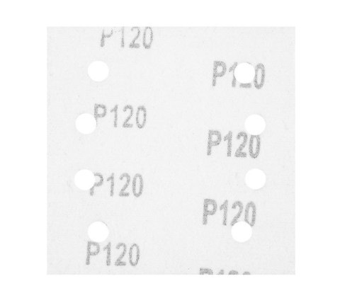 PAPIER ŚCIERNY KWADRAT P120 113*113MM, 8 OTW. 5 SZT. PAPIER ŚCIERNY KWADRAT P120 113*113MM, 8 OTW. 5 SZT.