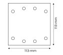 PAPIER ŚCIERNY KWADRAT P120 113*113MM, 8 OTW. 5 SZT. PAPIER ŚCIERNY KWADRAT P120 113*113MM, 8 OTW. 5 SZT.