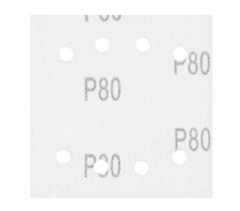 PAPIER ŚCIERNY KWADRAT P80 113*113MM, 8 OTW. 5 SZT. PAPIER ŚCIERNY KWADRAT P80 113*113MM, 8 OTW. 5 SZT.