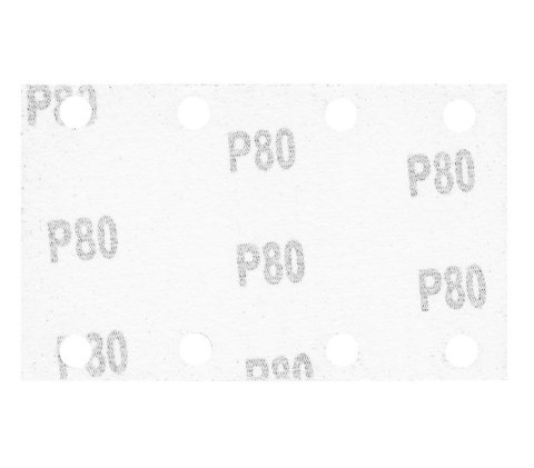 PAPIER ŚCIERNY PROSTOKĄT P80 130*80MM, 8 OTW. 5 SZT. PAPIER ŚCIERNY PROSTOKĄT P80 130*80MM, 8 OTW. 5 SZT.