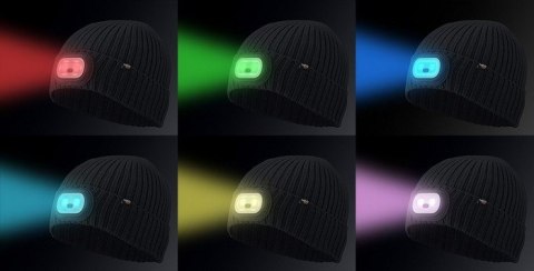 CZAPKA Z LATARKA LED RGB GRAFITOWA NEO