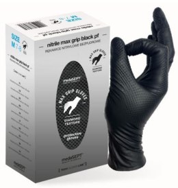 RĘKAWICE NITRYLOWE WZMACNIANE MAX GRIP CZARNE ROZ. L UN