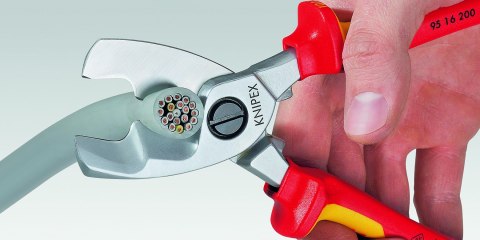 NOŻYCE DO KABLI IZOLOWANE PODWÓJNE OSTRZE 200MM KNIPEX