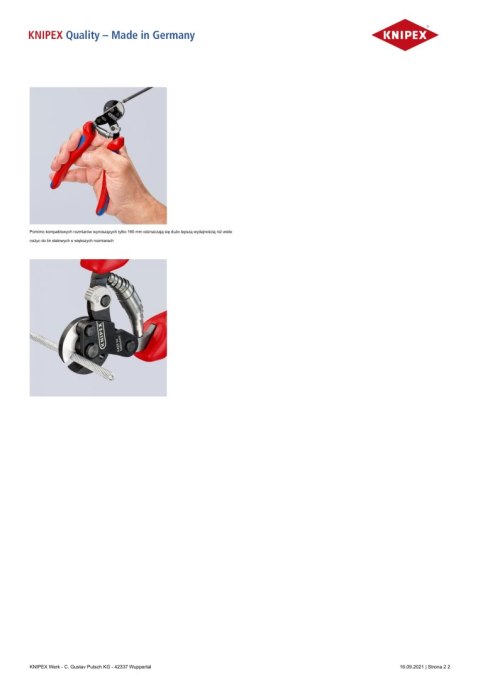 NOŻYCE DO LIN STALOWYCH KNIPEX