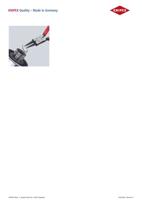 SZCZYPCE DO PIERŚCIENI SEGERA WEWNĘTRZNE PROST.140MM 12-25MM KNIPEX