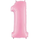 Balon Foliowy Cyfra 1, pudrowy róż, 102cm Grabo Balon Foliowy Cyfra 1, pudrowy róż, 102cm Grabo