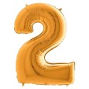 Balon Foliowy Cyfra 2, Złota, 66 cm Grabo Balon Foliowy Cyfra 2, Złota, 66 cm Grabo