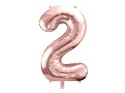 Balon foliowy Cyfra '2', 86cm, różowe złoto Balon foliowy Cyfra '2', 86cm, różowe złoto