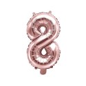 Balon foliowy Cyfra 8, 35cm, Rose Gold różowe złoto Balon foliowy Cyfra 8, 35cm, Rose Gold różowe złoto