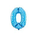 Cyfra 0 Balon Foliowy - 40 cm Niebieska Cyfra 0 Balon Foliowy - 40 cm Niebieska