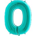 Balon Foliowy Cyfra 0 Tiffany, Miętowy - 102 cm Grabo Balon Foliowy Cyfra 0 Tiffany, Miętowy - 102 cm Grabo