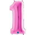 Balon Foliowy Cyfra 1 Różowa Fuksja - 102 cm Grabo Balon Foliowy Cyfra 1 Różowa Fuksja - 102 cm Grabo