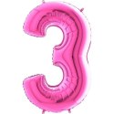 Balon Foliowy Cyfra 3 Różowa Fuksja - 102 cm Grabo Balon Foliowy Cyfra 3 Różowa Fuksja - 102 cm Grabo