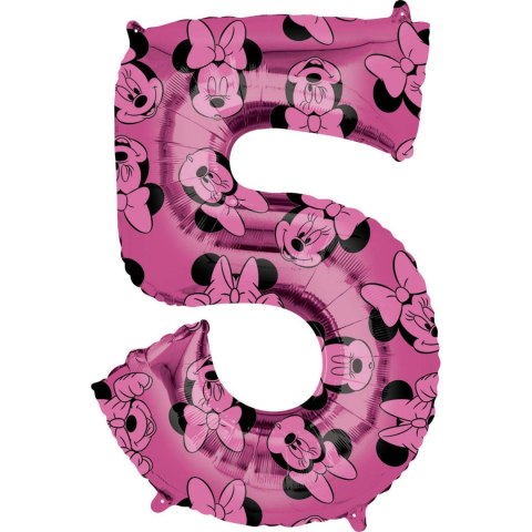 Balon Foliowy Cyfra 5 Myszka Minnie 66 cm Balon Foliowy Cyfra 5 Myszka Minnie 66 cm