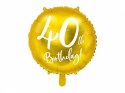 Balon foliowy 40th Birthday, złoty, średnica 45cm Balon foliowy 40th Birthday, złoty, średnica 45cm