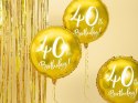 Balon foliowy 40th Birthday, złoty, średnica 45cm Balon foliowy 40th Birthday, złoty, średnica 45cm