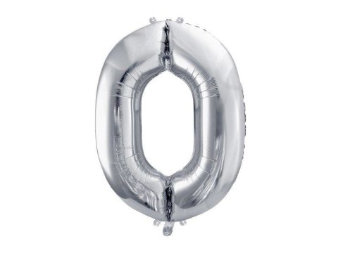 Balon foliowy Cyfra 0 srebrna, 86cm Balon foliowy Cyfra 0 srebrna, 86cm