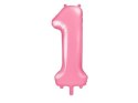 Balon foliowy Cyfra 1, 86cm, różowy Balon foliowy Cyfra 1, 86cm, różowy