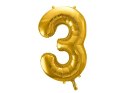 Balon foliowy Cyfra 3, 86cm, złoty Balon foliowy Cyfra 3, 86cm, złoty