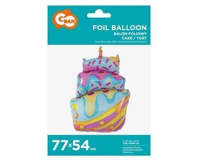 Balon foliowy TORT różowy, mix 77 cm Balon foliowy TORT różowy, mix 77 cm