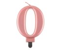 Świeczka cyferka 0, metalik Rose Gold, 8 cm Świeczka cyferka 0, metalik Rose Gold, 8 cm
