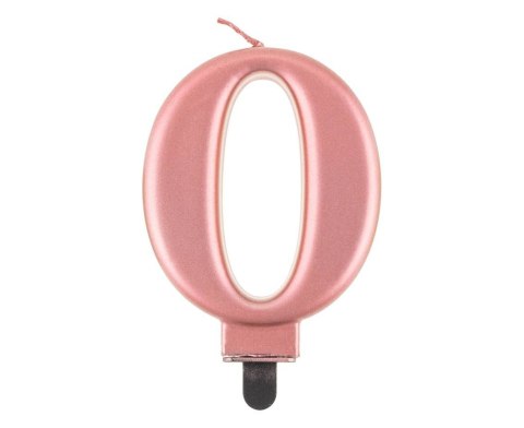 Świeczka cyferka 0, metalik Rose Gold, 8 cm Świeczka cyferka 0, metalik Rose Gold, 8 cm