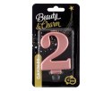 Świeczka cyferka 2, metalik Rose Gold, 8 cm Świeczka cyferka 2, metalik Rose Gold, 8 cm
