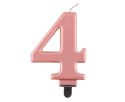 Świeczka cyferka 4, metalik Rose Gold, 8 cm Świeczka cyferka 4, metalik Rose Gold, 8 cm