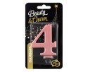 Świeczka cyferka 4, metalik Rose Gold, 8 cm Świeczka cyferka 4, metalik Rose Gold, 8 cm