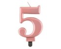 Świeczka cyferka 5, metalik Rose Gold, 8 cm Świeczka cyferka 5, metalik Rose Gold, 8 cm