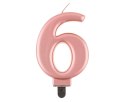 Świeczka cyferka 6, metalik Rose Gold, 8 cm Świeczka cyferka 6, metalik Rose Gold, 8 cm