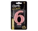 Świeczka cyferka 6, metalik Rose Gold, 8 cm Świeczka cyferka 6, metalik Rose Gold, 8 cm