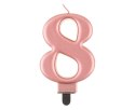 Świeczka cyferka 8, metalik Rose Gold, 8 cm Świeczka cyferka 8, metalik Rose Gold, 8 cm