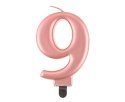 Świeczka cyferka 9, metalik Rose Gold, 8 cm Świeczka cyferka 9, metalik Rose Gold, 8 cm