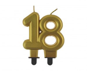 Świeczka na tort 18, na osiemnastkę, liczba „18" Świeczka na tort 18, na osiemnastkę, liczba „18"