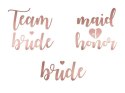 Tatuaże zmywalne Wieczór panieński, Team Bride, różowe złoto, 13 szt. Tatuaże zmywalne Wieczór panieński, Team Bride, różowe złoto, 13 szt.