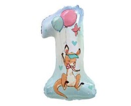 Balon Foliowy, Cyfra 1 Roczek, kangurek 77 cm
