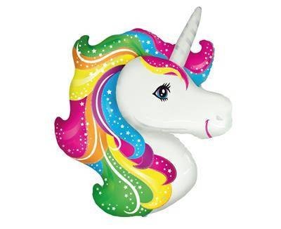 Balon Foliowy FX Kolorowa Głowa Jednorożc, 62cm luz Balon Foliowy FX Kolorowa Głowa Jednorożc, 62cm luz