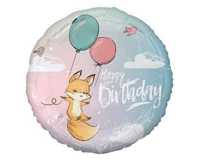Balon Foliowy, Happy Birthday lisek, 46 cm Balon Foliowy, Happy Birthday lisek, 46 cm