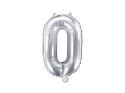 Balon foliowy Cyfra 0, 35cm, srebrny Balon foliowy Cyfra 0, 35cm, srebrny