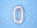 Balon foliowy Cyfra 0, 35cm, srebrny Balon foliowy Cyfra 0, 35cm, srebrny
