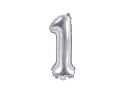 Balon foliowy Cyfra 1, 35cm, srebrny Balon foliowy Cyfra 1, 35cm, srebrny